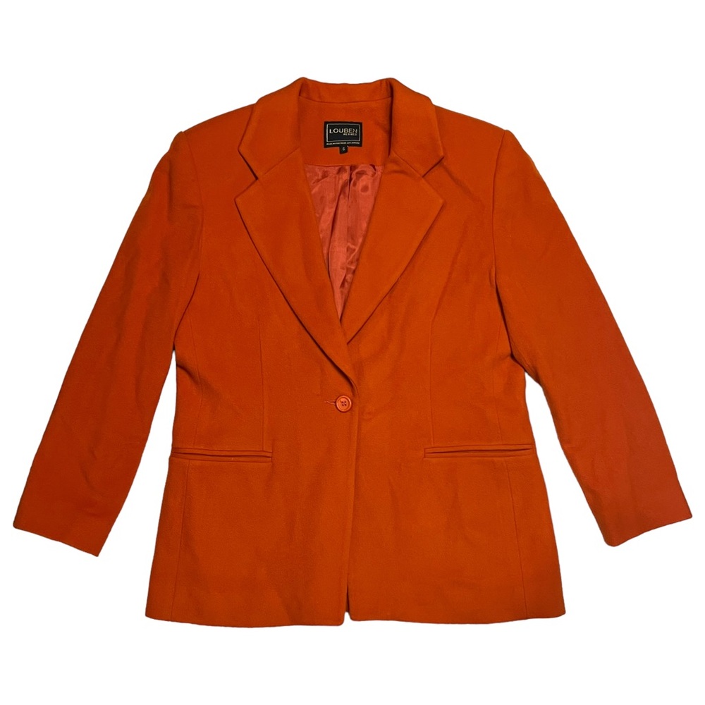 Louben Petites Burnt Orange Wool Cashmere Blend Button Collared Blazer 6P